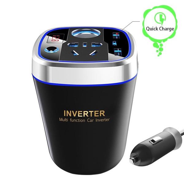 Grote foto drphone car9 multi functionele auto power lader converter omvormer 150w socket 12v 2xusb q telecommunicatie opladers en autoladers