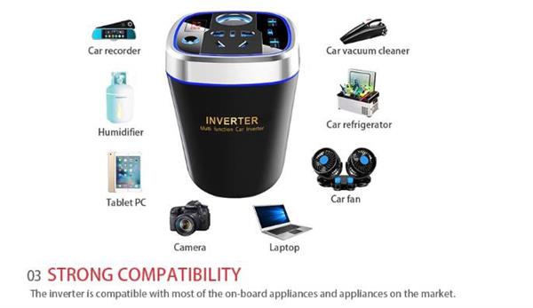 Grote foto drphone car9 multi functionele auto power lader converter omvormer 150w socket 12v 2xusb q telecommunicatie opladers en autoladers