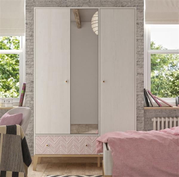 Grote foto alika 3 deurs kledingkast gebleekt kastanje gami huis en inrichting overige