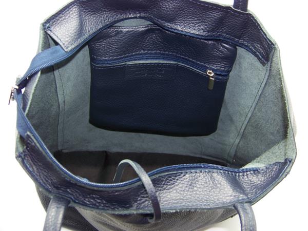 Grote foto donkerblauwe vera pelle leren shopper sieraden tassen en uiterlijk schoudertassen