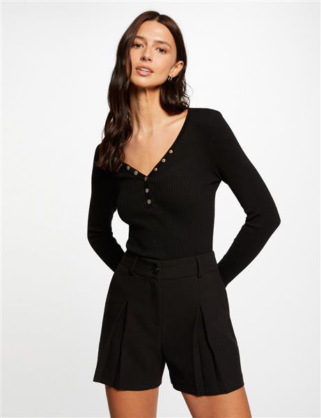 Grote foto long sleeved jumper with buttons 241 migno noir kleding dames truien en vesten