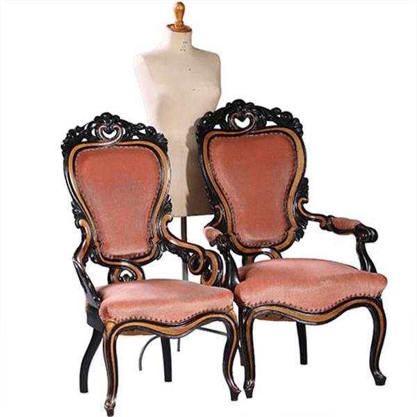 Grote foto stel willem iii zetels in nieuwe stof naar wens dames en herenversie noten met zwart ca 1870 no.92 antiek en kunst stoelen en banken