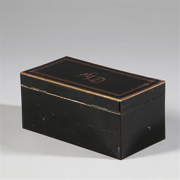 Grote foto franse theedoos ca 1875 zwart gepolitoerd met twee vakken no.181661 antiek en kunst stoelen en banken