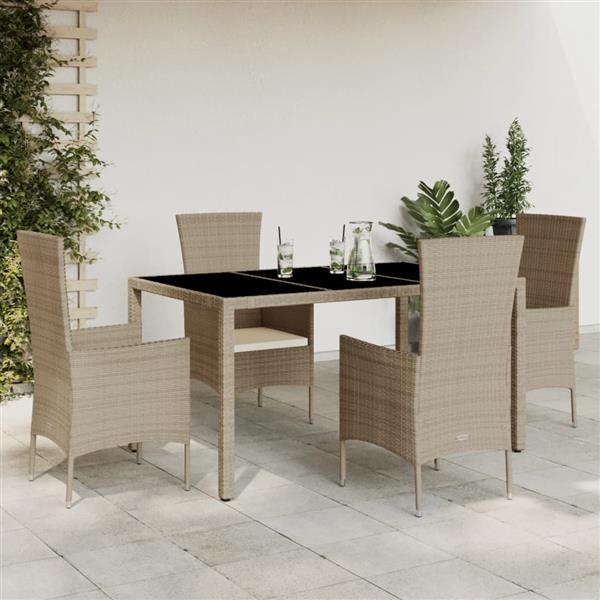 Grote foto vidaxl 5 delige tuinset met kussens poly rattan beige tuin en terras tuinmeubelen