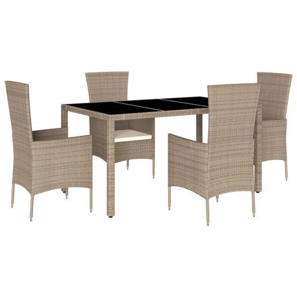 Grote foto vidaxl 5 delige tuinset met kussens poly rattan beige tuin en terras tuinmeubelen