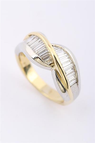 Grote foto wit geel gouden ring met baguette geslepen diamanten sieraden tassen en uiterlijk ringen voor haar