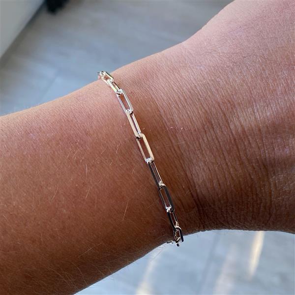 Grote foto zilveren paperclip schakel armband 3.5 mm sieraden tassen en uiterlijk armbanden voor haar