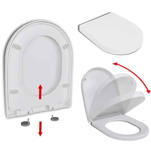 Grote foto vidaxl toiletbril soft close met quick release ontwerp vierkant wit doe het zelf en verbouw sanitair