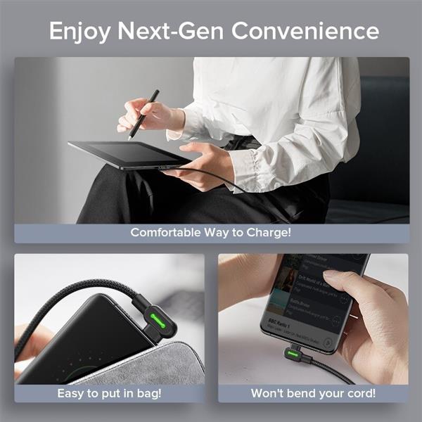 Grote foto drphone mdd series lightning oplaadkabel 2.4a oplaadsnoer 90 graden haaks nylon gevlochten kabel telecommunicatie opladers en autoladers