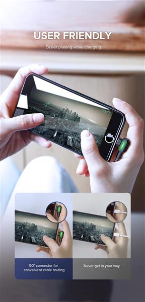 Grote foto drphone mdd series lightning oplaadkabel 2.4a oplaadsnoer 90 graden haaks nylon gevlochten kabel telecommunicatie opladers en autoladers