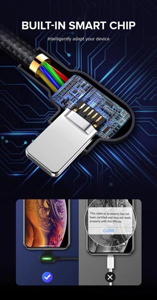 Grote foto drphone mdd series lightning oplaadkabel 2.4a oplaadsnoer 90 graden haaks nylon gevlochten kabel telecommunicatie opladers en autoladers