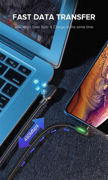 Grote foto drphone mdd series lightning oplaadkabel 2.4a oplaadsnoer 90 graden haaks nylon gevlochten kabel telecommunicatie opladers en autoladers