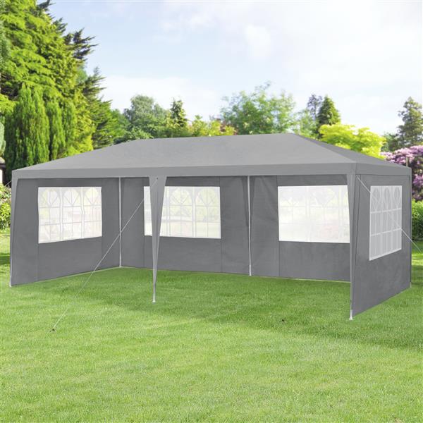 Grote foto paviljoen partytent met 6 zijwanden 6x3x2 55 m donkergrijs tuin en terras tuinmeubelen