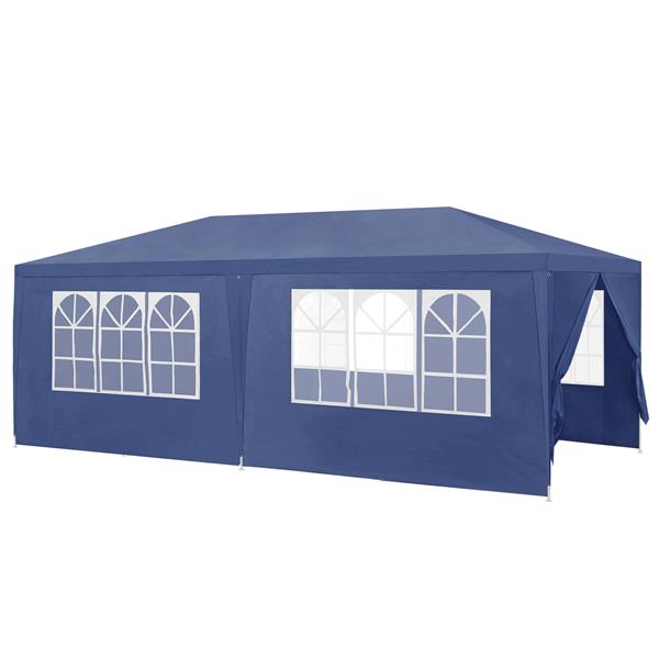 Grote foto paviljoen partytent met 6 zijwanden 6x3x2 55 m donkerblauw tuin en terras tuinmeubelen