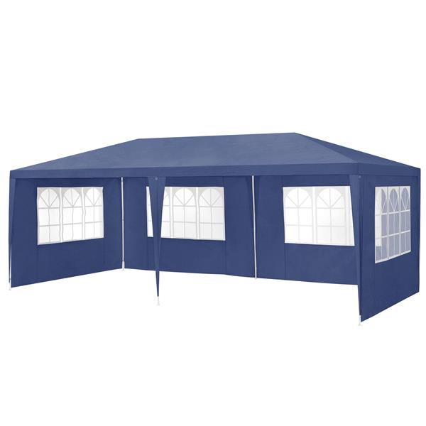 Grote foto paviljoen partytent met 6 zijwanden 6x3x2 55 m donkerblauw tuin en terras tuinmeubelen