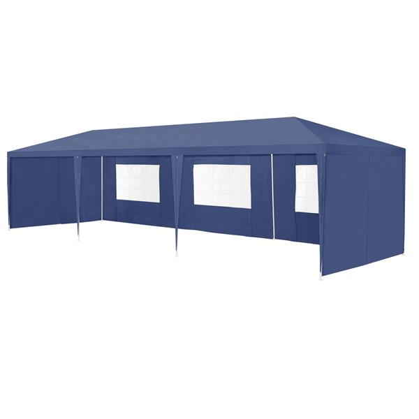 Grote foto paviljoen partytent met 8 zijwanden 9x3x2 55 m donkerblauw tuin en terras tuinmeubelen