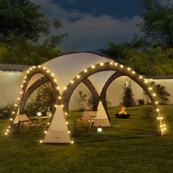 Grote foto pro.tec paviljoen gr storp met led verlichting 345x345x247 cm donkergrijs tuin en terras overige tuin en terras