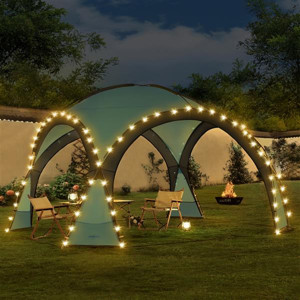 Grote foto pro.tec paviljoen gr storp met led verlichting 345x345x247 cm lichtblauw tuin en terras overige tuin en terras