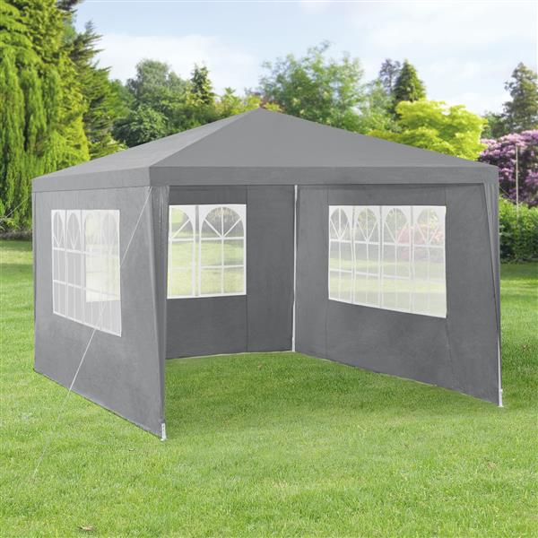 Grote foto paviljoen partytent met 4 zijwanden 4x3x2 55 m donkergrijs tuin en terras tuinmeubelen