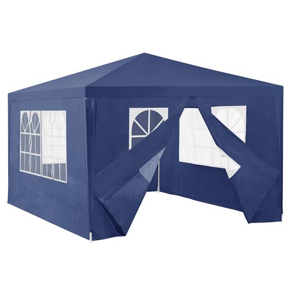 Grote foto paviljoen partytent met 4 zijwanden 4x3x2 55 m donkerblauw tuin en terras tuinmeubelen