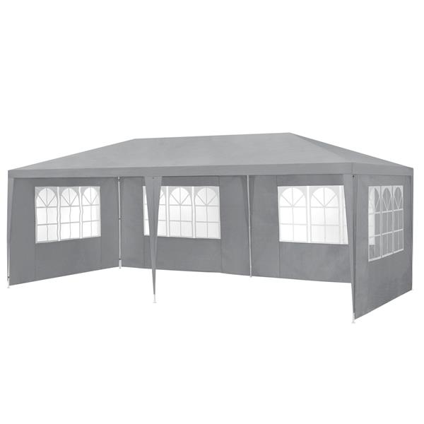 Grote foto paviljoen partytent met 6 zijwanden 6x3x2 55 m donkergrijs tuin en terras tuinmeubelen