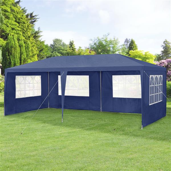 Grote foto paviljoen partytent met 6 zijwanden 6x3x2 55 m donkerblauw tuin en terras tuinmeubelen