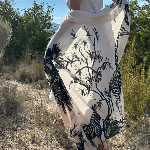 Grote foto simone bruns cashmere shawl safari lunar maat one size kleding dames overige kledingstukken