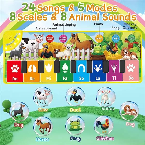 Grote foto muziek speelmat boerderij dieren muziekmat pianomat kinderen en baby overige