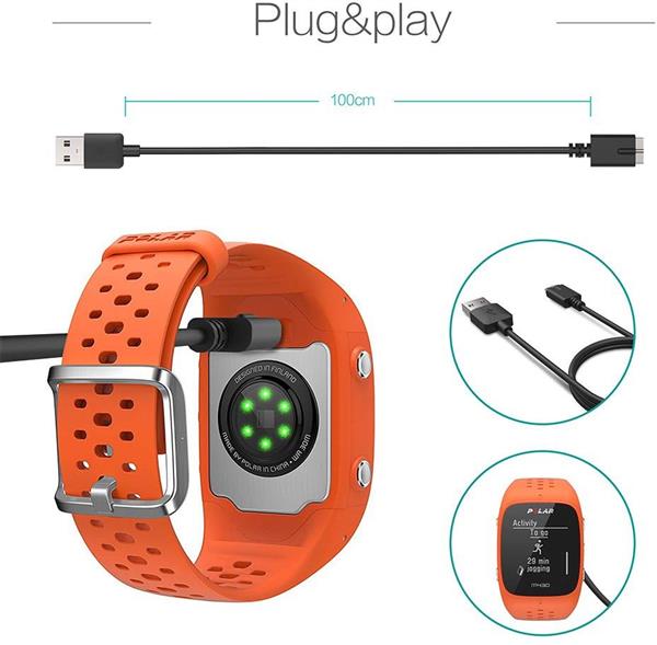 Grote foto drphone usb oplader usb oplaadkabel magnetisch geschikt voor polar m430 gps watch 1m zwart telecommunicatie opladers en autoladers