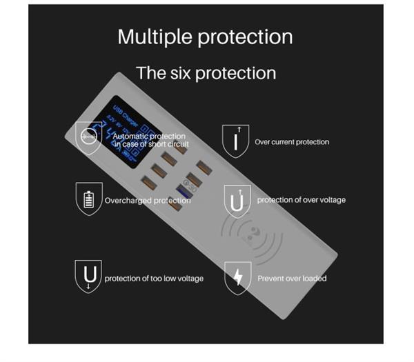 Grote foto drphone smartc3 usb laadstation met 8 usb poorten 2.4a digitale led display draadloos laden telecommunicatie opladers en autoladers