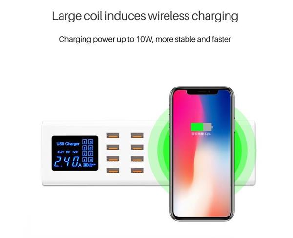 Grote foto drphone smartc3 usb laadstation met 8 usb poorten 2.4a digitale led display draadloos laden telecommunicatie opladers en autoladers