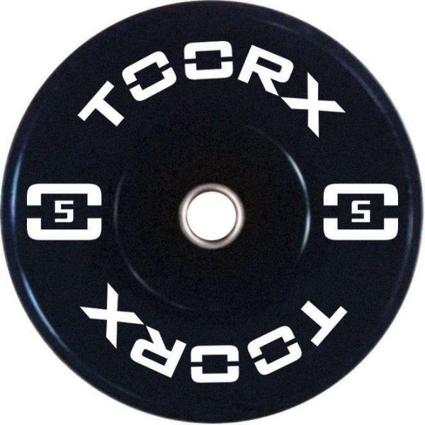 Grote foto toorx fitness bumper plate olympische halterschijf 5 kg wit sport en fitness fitness