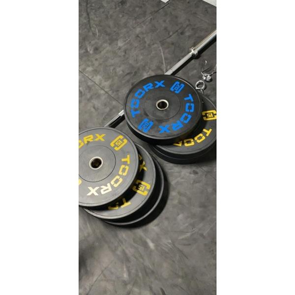 Grote foto toorx fitness bumper plate olympische halterschijf 5 kg wit sport en fitness fitness