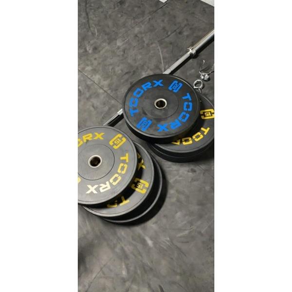 Grote foto toorx fitness bumper plate olympische halterschijf 5 kg wit sport en fitness fitness