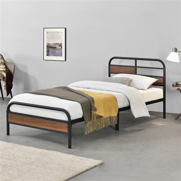 Grote foto metalen bed aarau bedframe met bedbodem zwart 90x200 cm huis en inrichting bedden