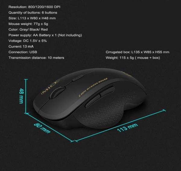 Grote foto elementkey im wireless usb draadloze ergonomische muis 1600 dpi verstelbaar optische computermui computers en software overige computers en software