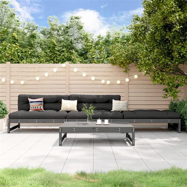 Grote foto vidaxl 4 delige loungeset massief grenenhout grijs tuin en terras tuinmeubelen
