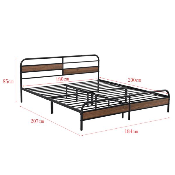 Grote foto metalen bed aarau bedframe matras zwart walnoot 180x200 huis en inrichting bedden