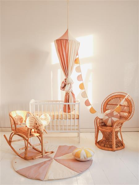 Grote foto canopy circus cream powder pink kinderen en baby complete kinderkamers