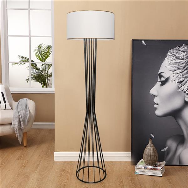 Grote foto lux.pro staande lamp newcastle 155 cm e27 zwart wit en messing huis en inrichting overige