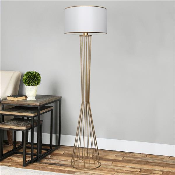 Grote foto lux.pro staande lamp newcastle 155 cm e27 wit en messing huis en inrichting overige