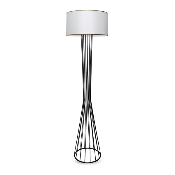 Grote foto lux.pro staande lamp newcastle 155 cm e27 zwart wit en messing huis en inrichting overige