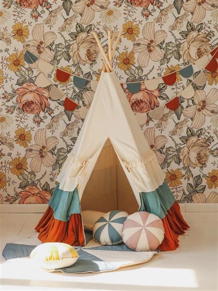 Grote foto patchwork circus mat blue candy blue kinderen en baby complete kinderkamers