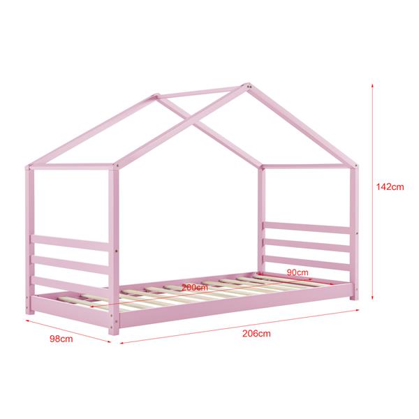 Grote foto kinderbed huisbed met bedbodem 90x200 cm roze huis en inrichting overige