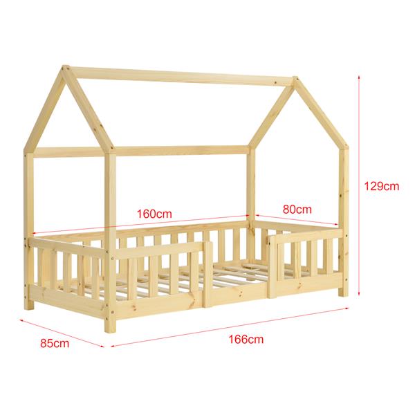 Grote foto kinderbed sisimiut met uitvalbeveiliging 80x160 cm houtkleurig huis en inrichting overige