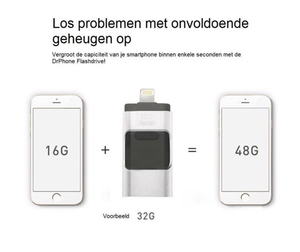 Grote foto drphone flashdrive 128 gb usb stick iphone ipad samsung usb stick micro usb naar usb type a computers en software overige computers en software