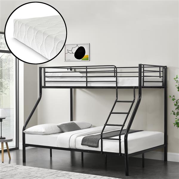 Grote foto metalen stapelbed kinderbed met matrassen 210x147 5x168 zwart huis en inrichting bedden