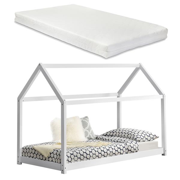 Grote foto kinderbed grenen bed huisbed 200x90 met matras wit mat huis en inrichting overige