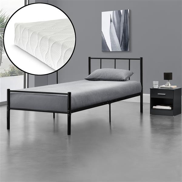 Grote foto metalen bedframe hercules incl. matras zwart 90x200 cm huis en inrichting bedden