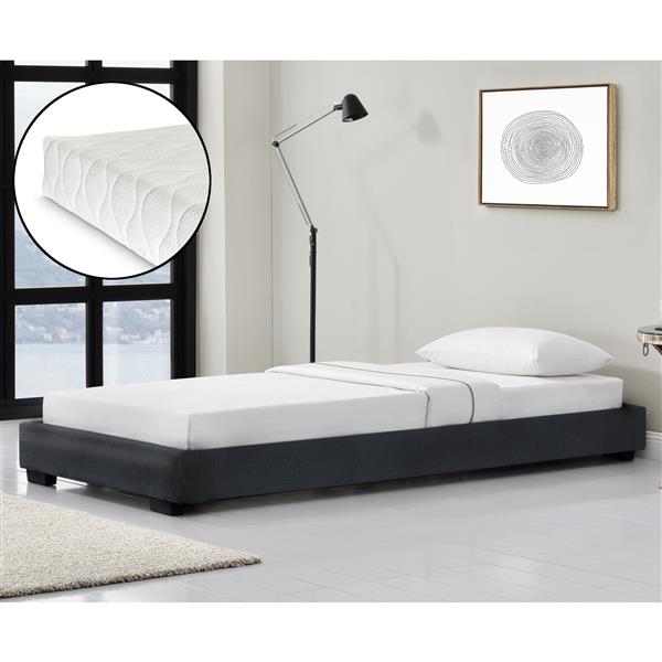 Grote foto modern bedframe kunstleer met matras 90x200 zwart huis en inrichting bedden